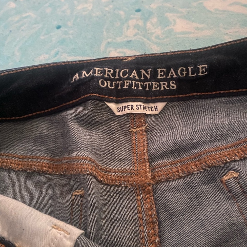 American Eagle Outfitters Distressed Dark Blue Skinny Jeans - Picture 3 of 5